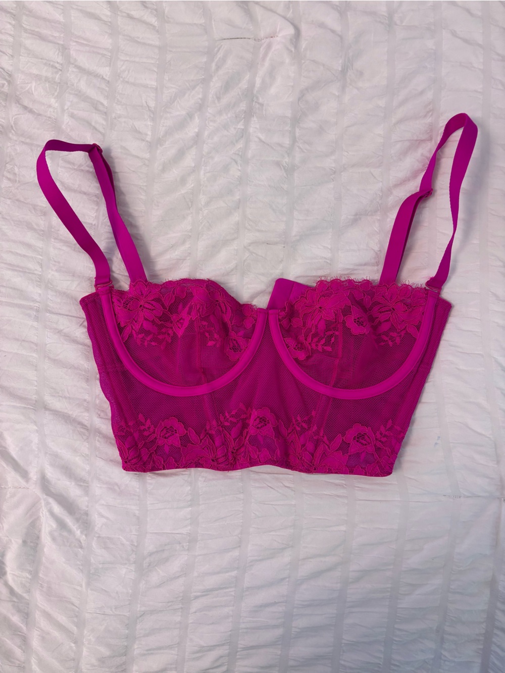 SKIMS Magenta Lace Bustier Garter Bra